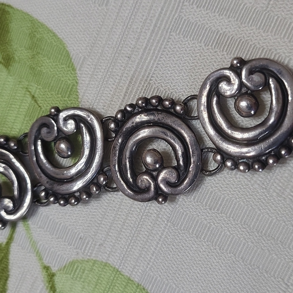 Vintage Los Castillo Mexican Sterling Silver Flower Bracelet - Picture 4 of 9